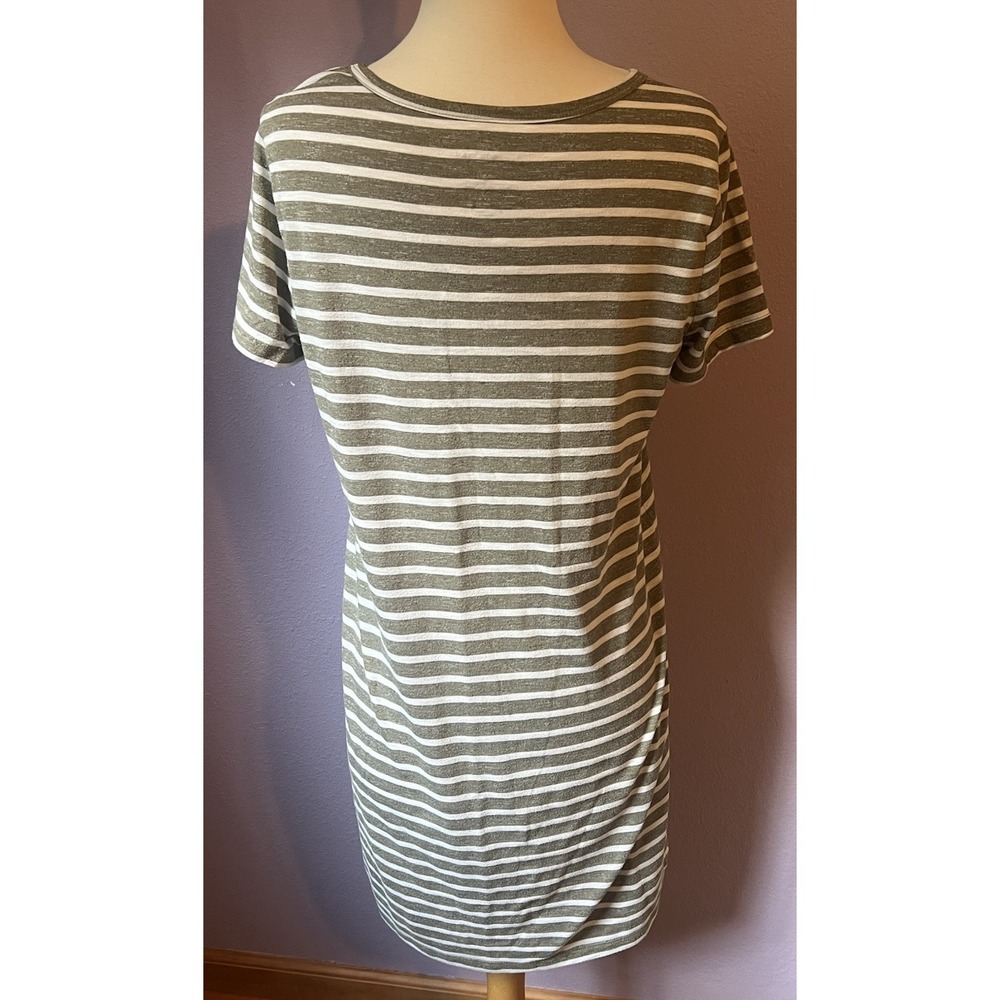 Sonoma Green‎ White Stripe Tee Shirt Knee Length Dress Size Medium
